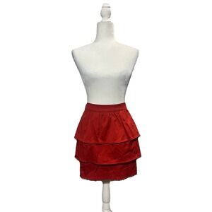 H & M Sz 10 Tiered Petal Red Mini Skirt Stretch Zipper 90's Y2K